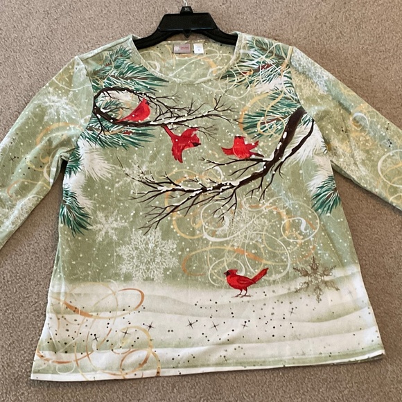 size XL, bust is up to 44” inches, four cardinals pretty shirt, new condition - Picture 2 of 9